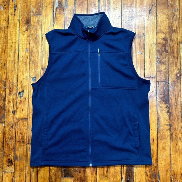 Izod Other - IZOD Sweater Vest Men's Large Navy Blue Fleece Sleeveless Full Zip Performance